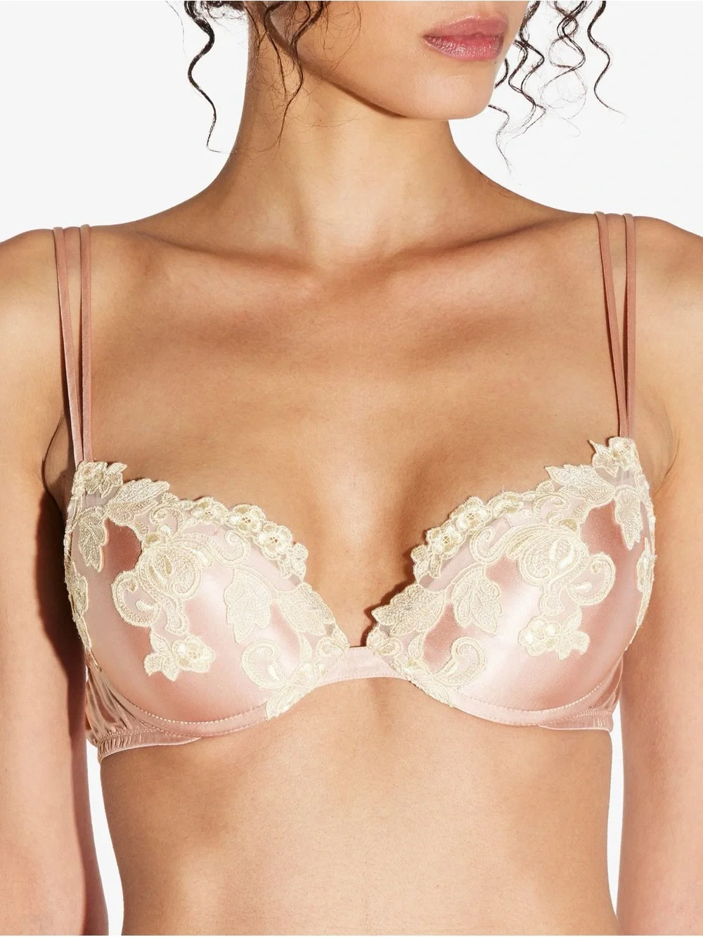 La Perla Maison pink silk push-up bra with frastaglio